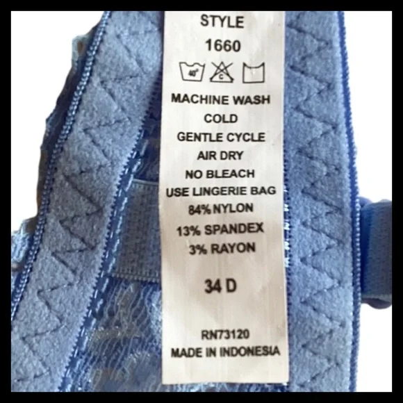 FREDRICKS OF HOLLYWOOD Charlotte Lace Full Figure Underwire Bra Periwinkle - Picture 6 of 9